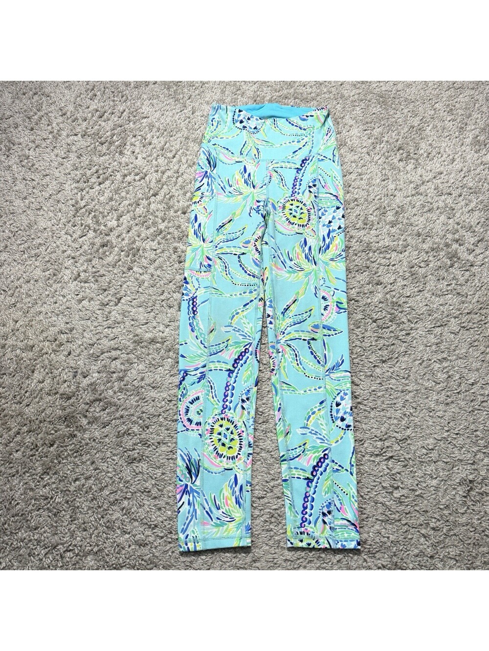 Lilly Pulitzer Luxletic Weekender High Rise Leggings Bermuda Blue Turtle XXS
